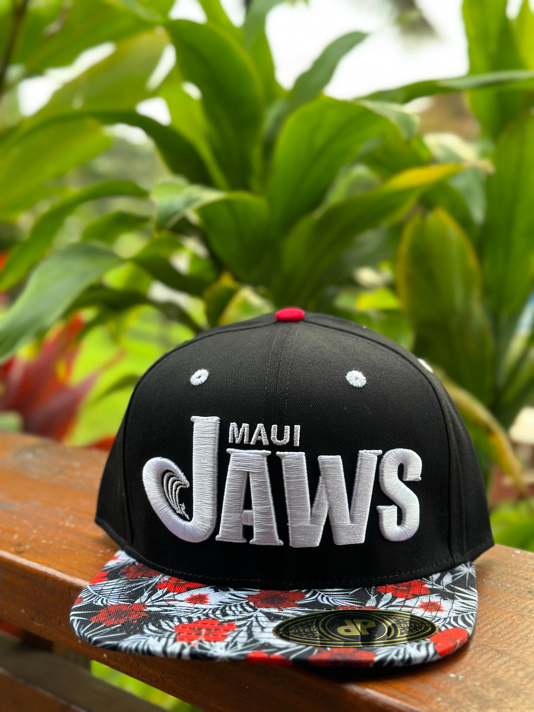 Red and White Hibiscus Jaws Hat